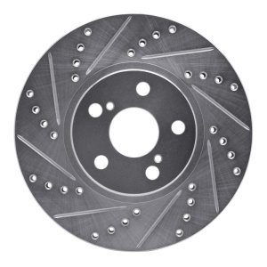 Pontiac Vibe Brake Rotor (1) - Front Left - R1 Concepts - Drilled & Slotted - Silver - `00-`10